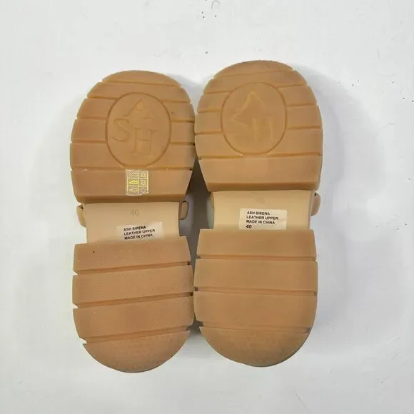 Ash Sandals Women 10 Beige Sirena NEW Leather Platform Chunky Shoes Athleisure - Picture 7 of 8